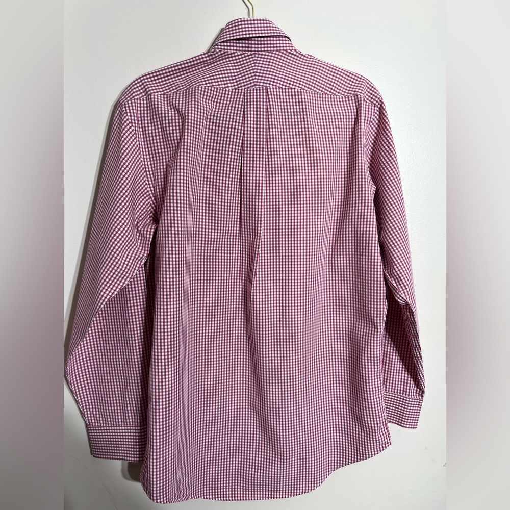 Lands End Red and White Gingham Casual Button Down Shirt Men's 15/33 - Picture 5 of 12